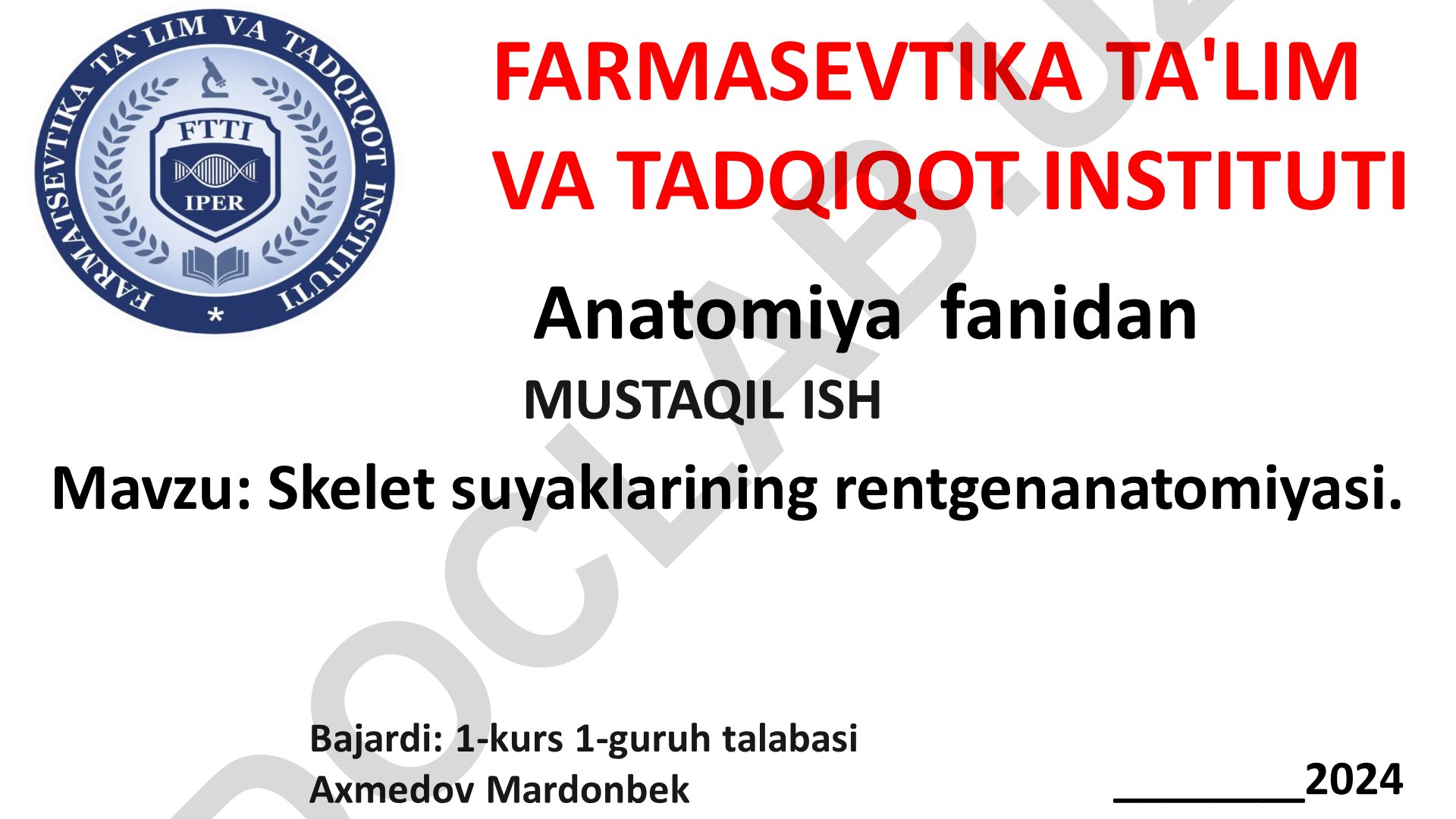 Skelet suyaklarining rentgenanatomiyasi