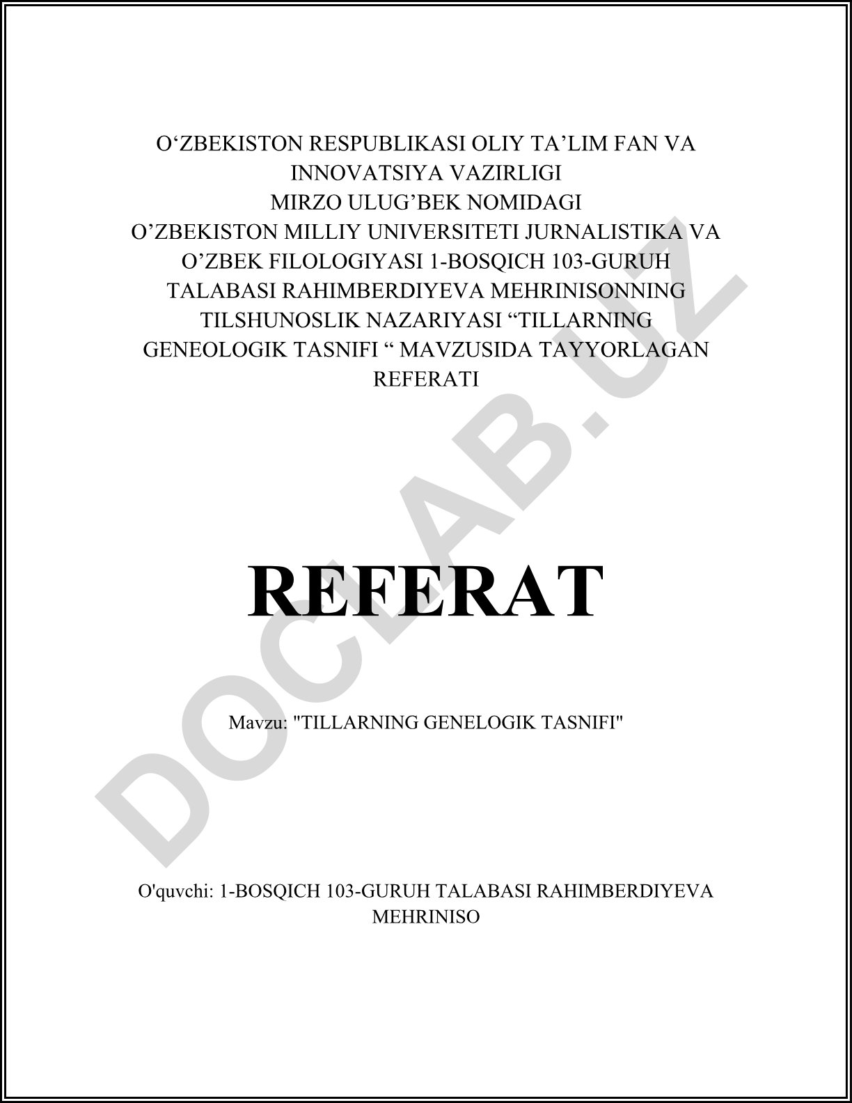Tillarning genealogik tasnifi