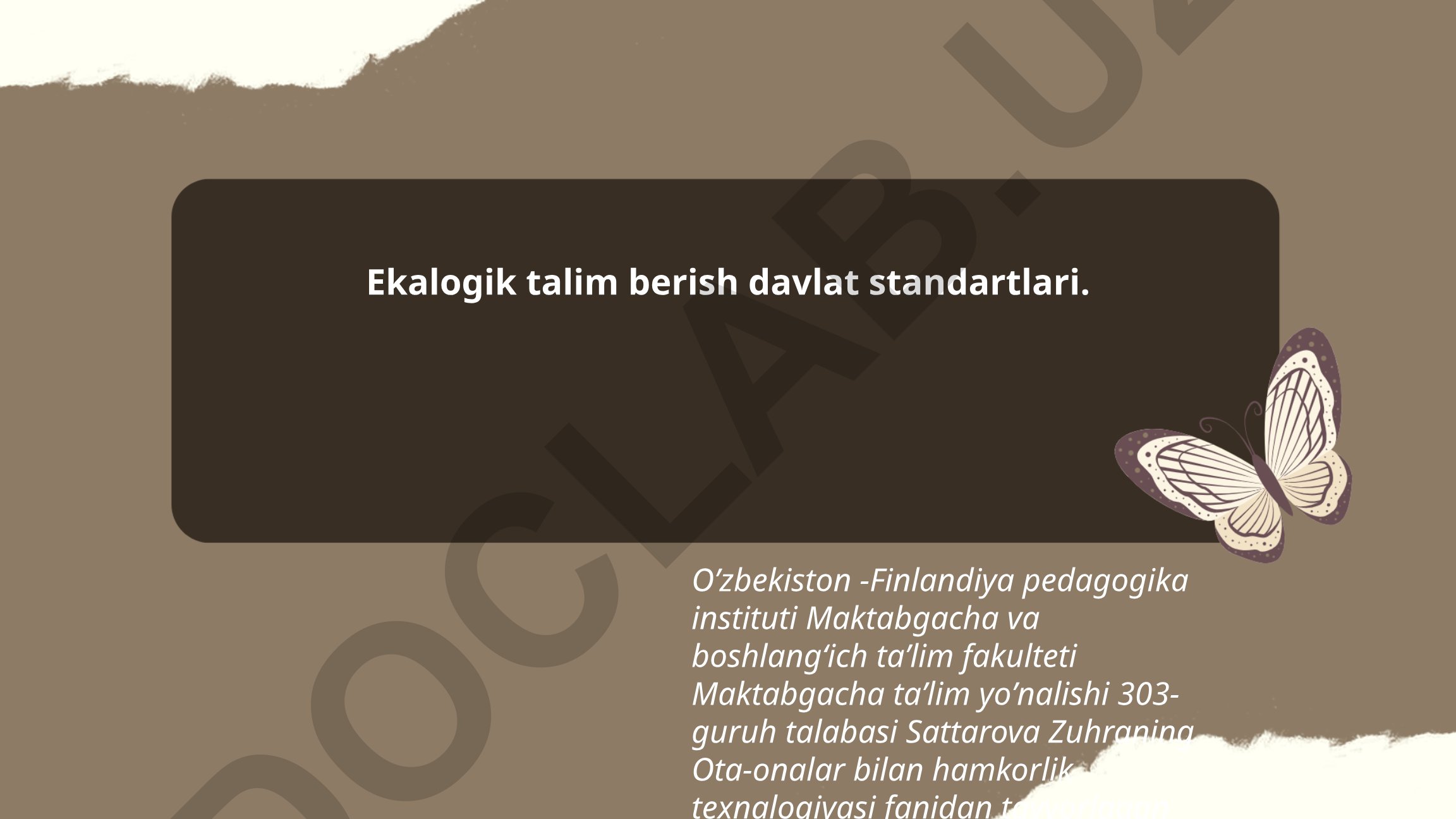 Ekologik ta'lim berish davlat standartlari