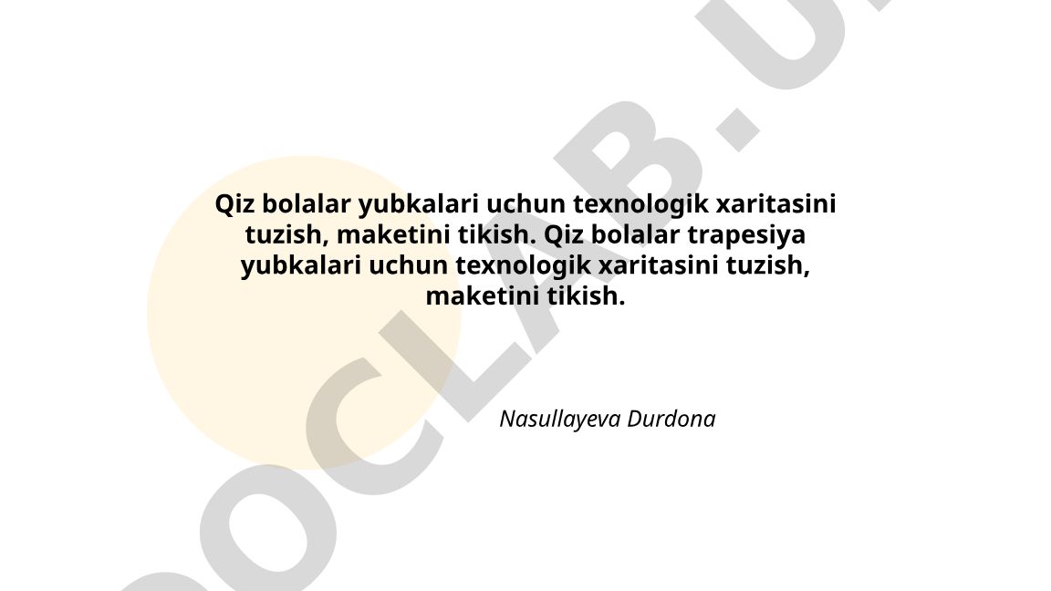 Qiz bolalar yubkalari uchun texnologik xarita va maket tikish