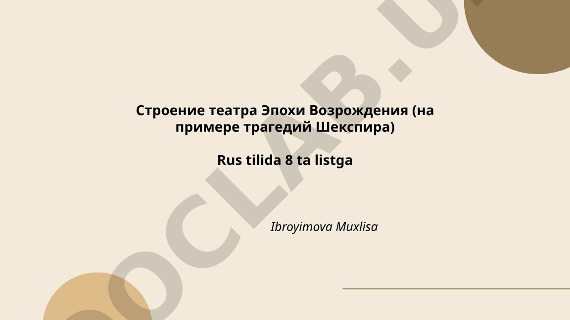 Строение театра Эпохи Возрождения на примере трагедий Шекспира