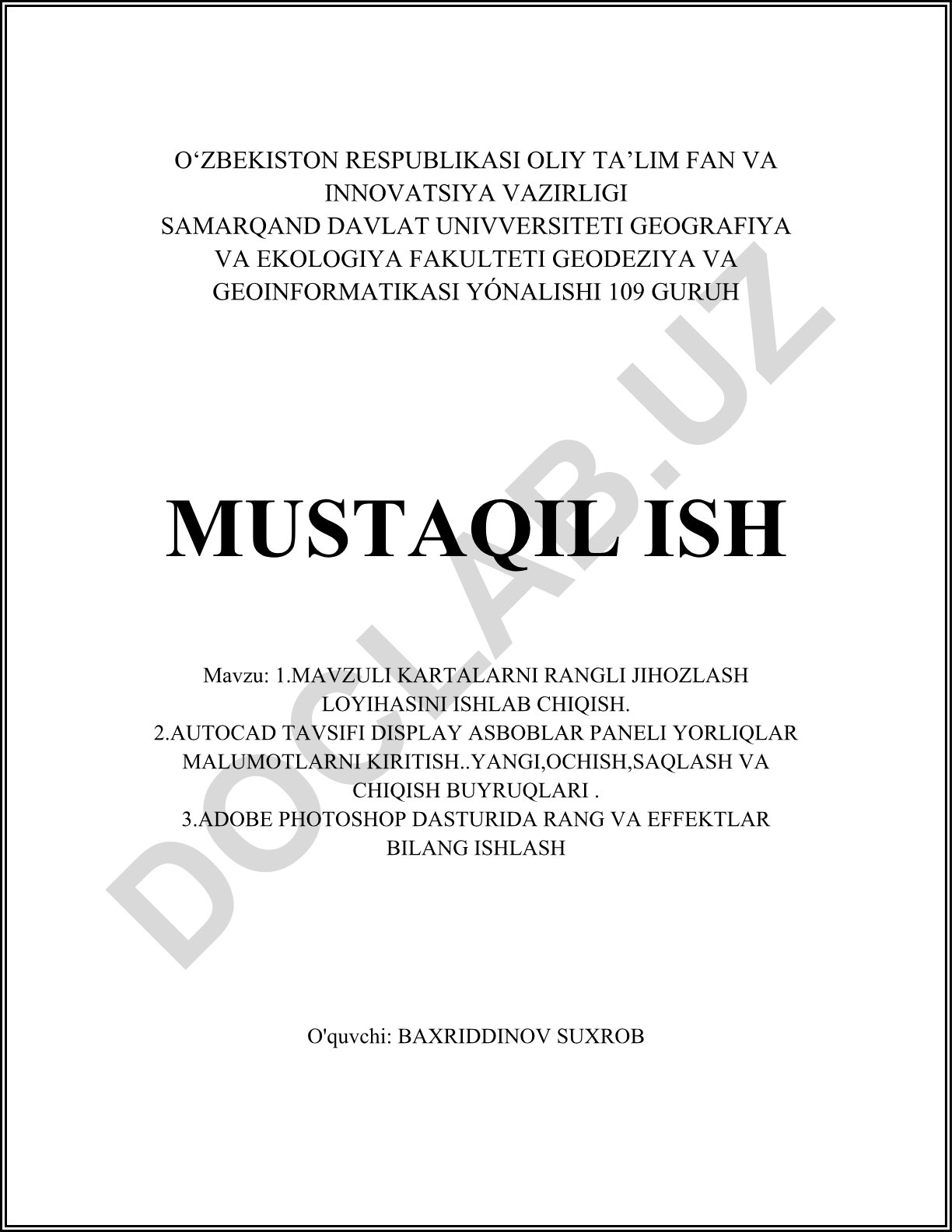 Mavzuli kartalarni rangli jihozlash loyihasini ishlab chiqish usullari