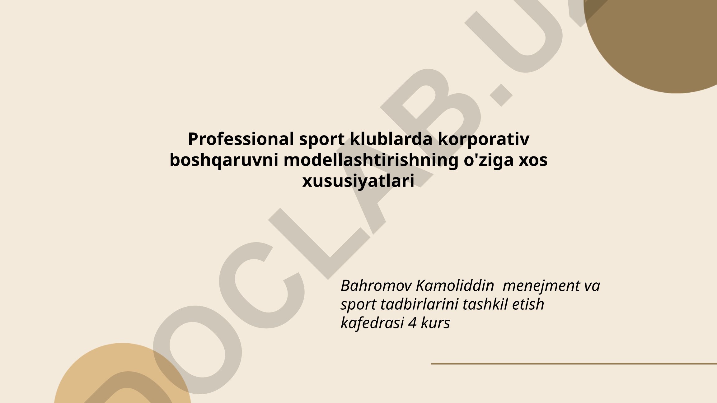 Professional sport klublarda korporativ boshqaruvni modellashtirishning o'ziga xos xususiyatlari