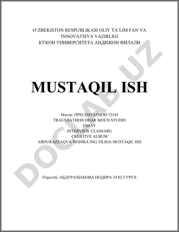 Prezentatsiya 12345 loyihasi va Dhar Moun Studio tarjima muammolari