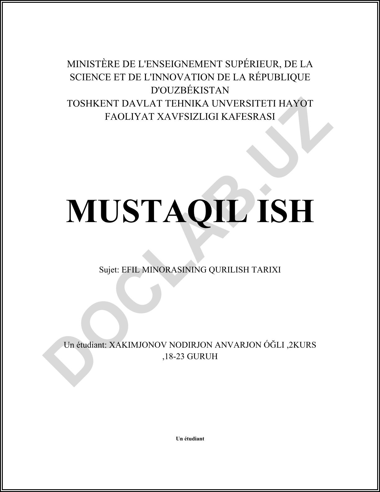 Efil minorasining qurilish tarixi