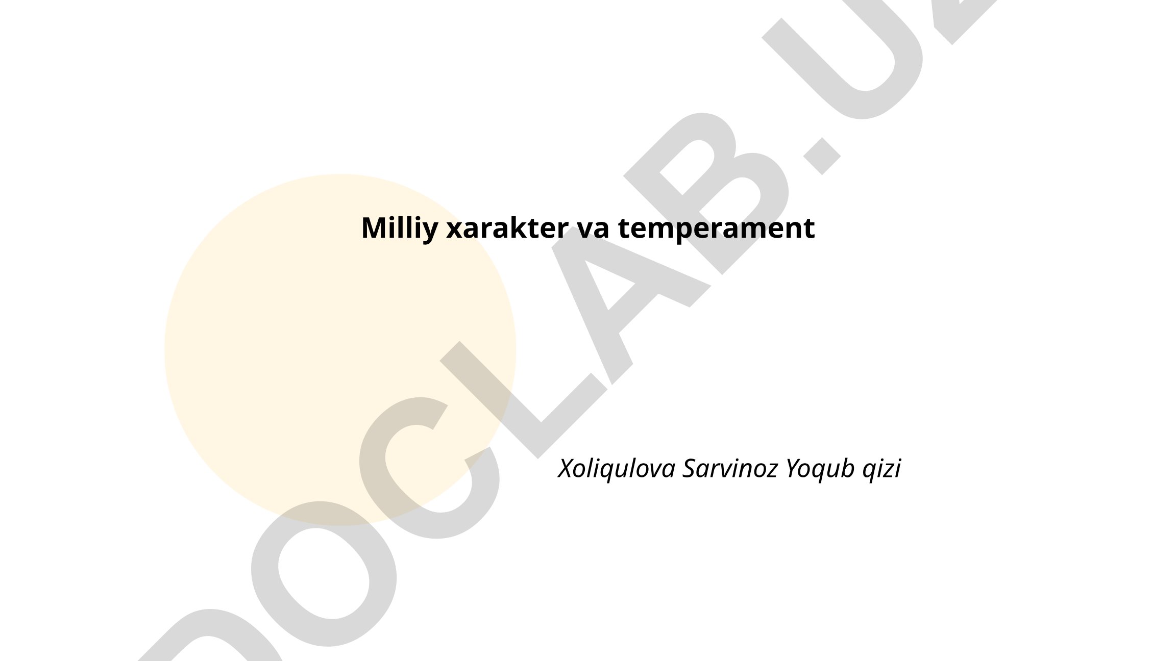 Milliy xarakter va temperament