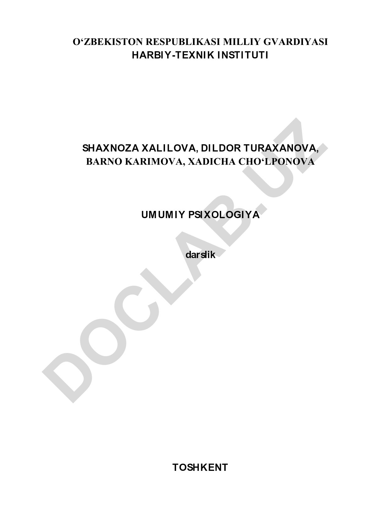 Umumiy psixologiya darsligi