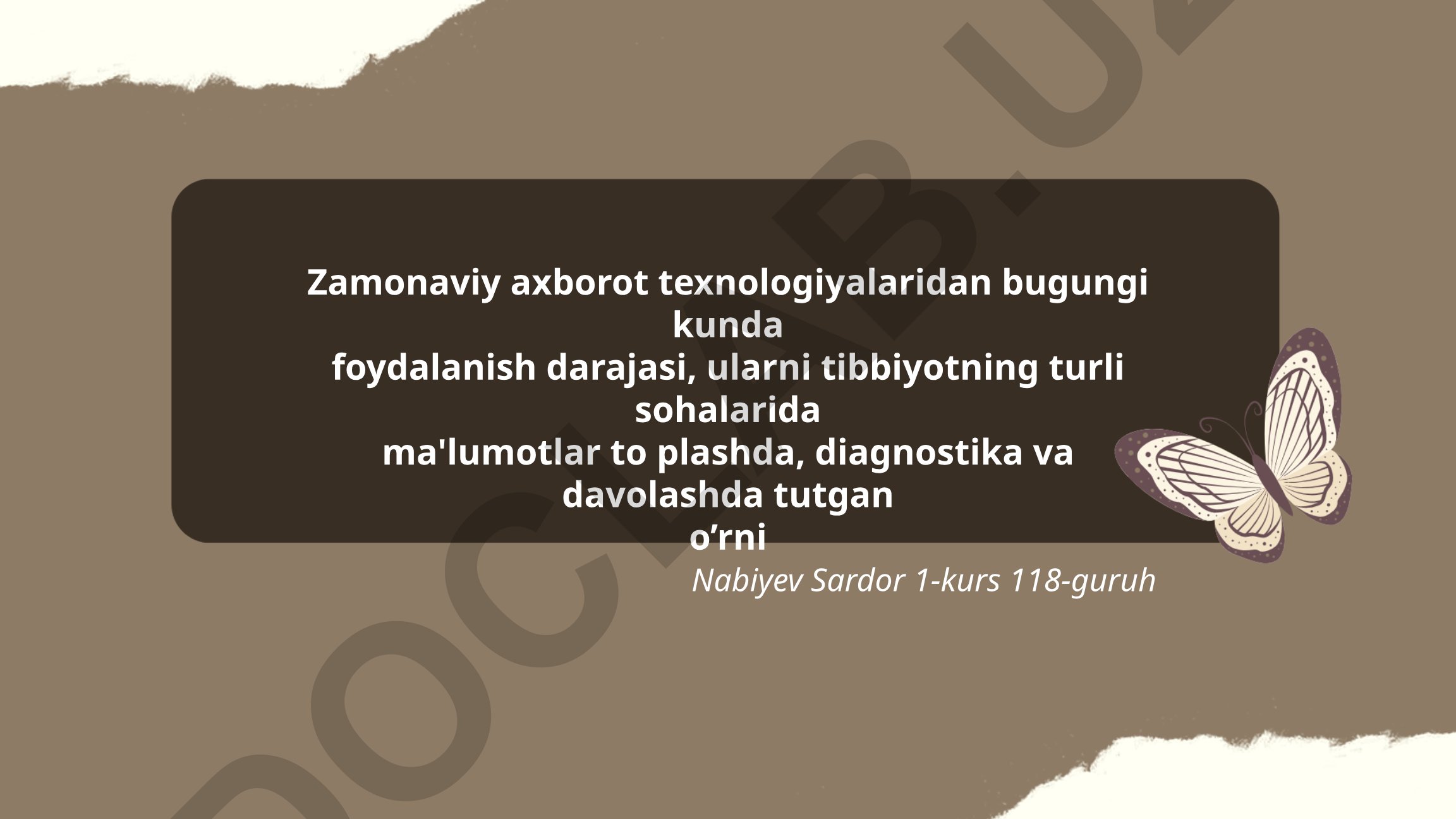 Zamonaviy axborot texnologiyalari tibbiyotda qo'llanilishi