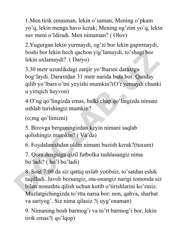 Topishmoqlar va ularning javoblari
