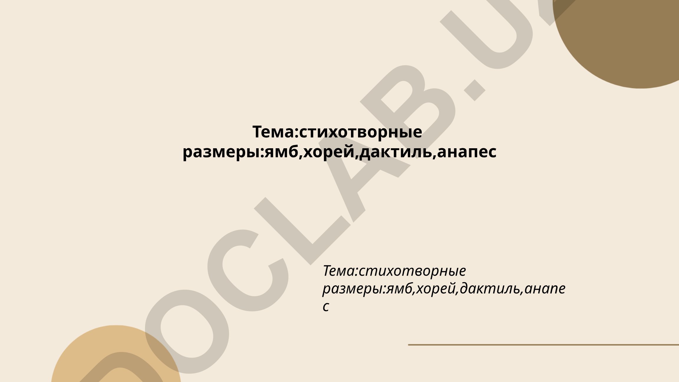 Стихотворные размеры: ямб, хорей, дактиль, анапест