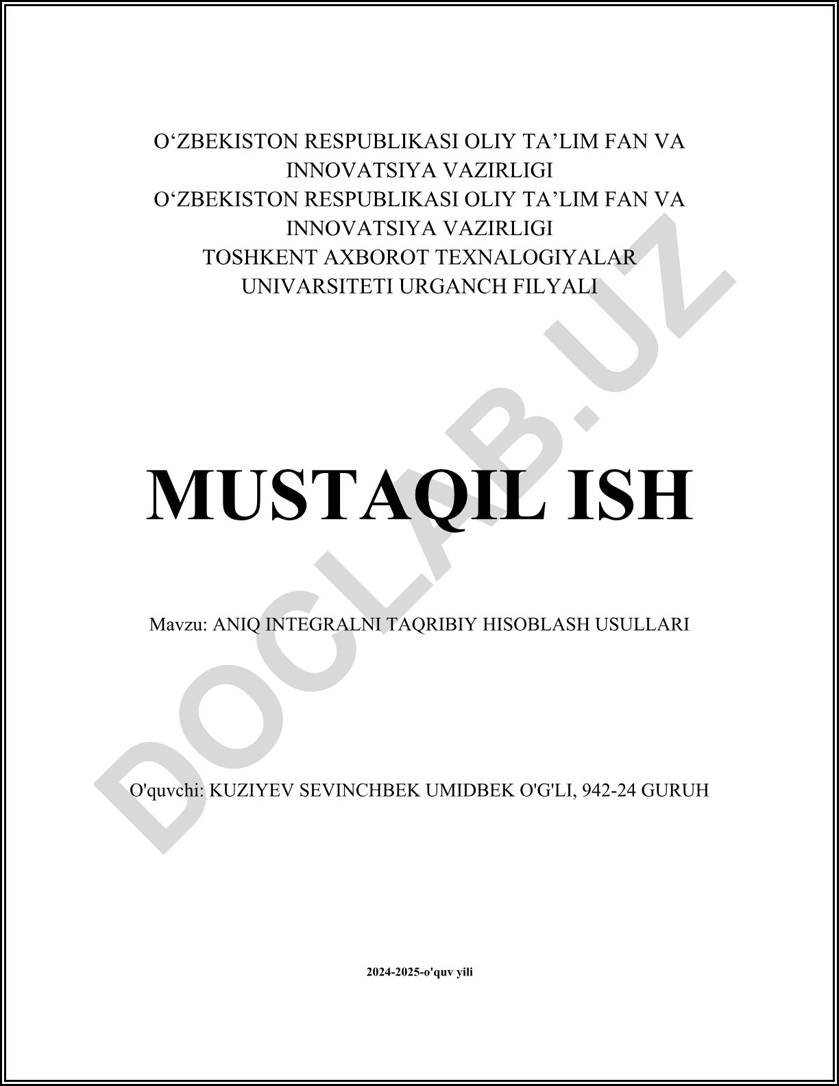 Aniq integralni taqribiy hisoblash usullari