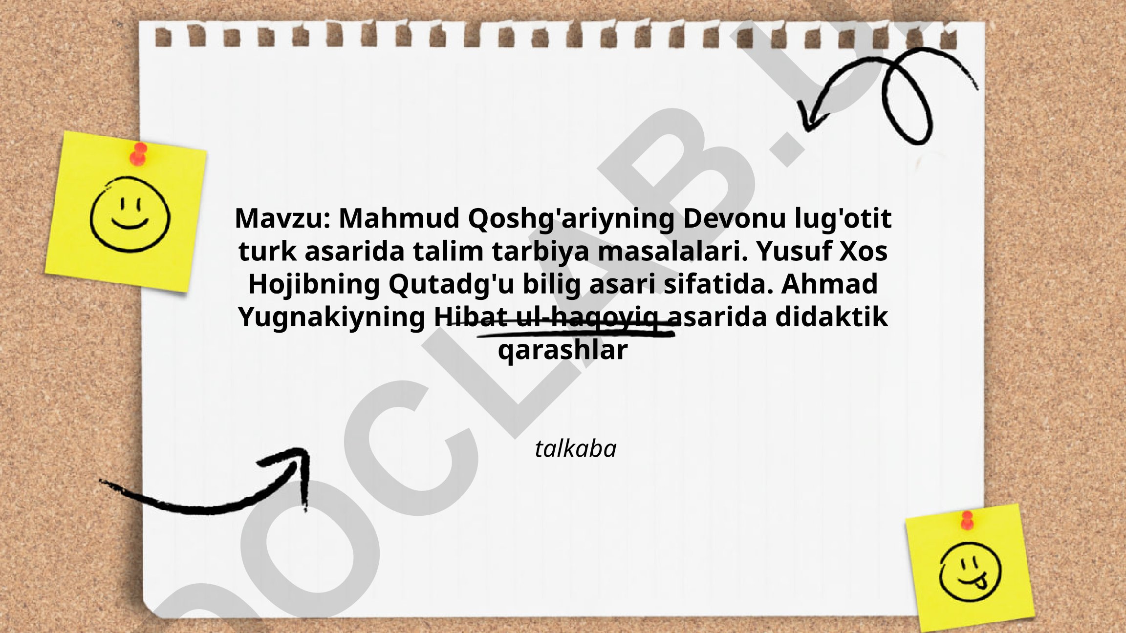 Mahmud Qoshg'ariyning Devonu lug'otit turk asarida talim tarbiya masalalari. Yusuf Xos Hojibning Qutadg'u bilig asari sifatida. Ahmad Yugnakiyning Hibat ul-haqoyiq asarida didaktik qarashlar