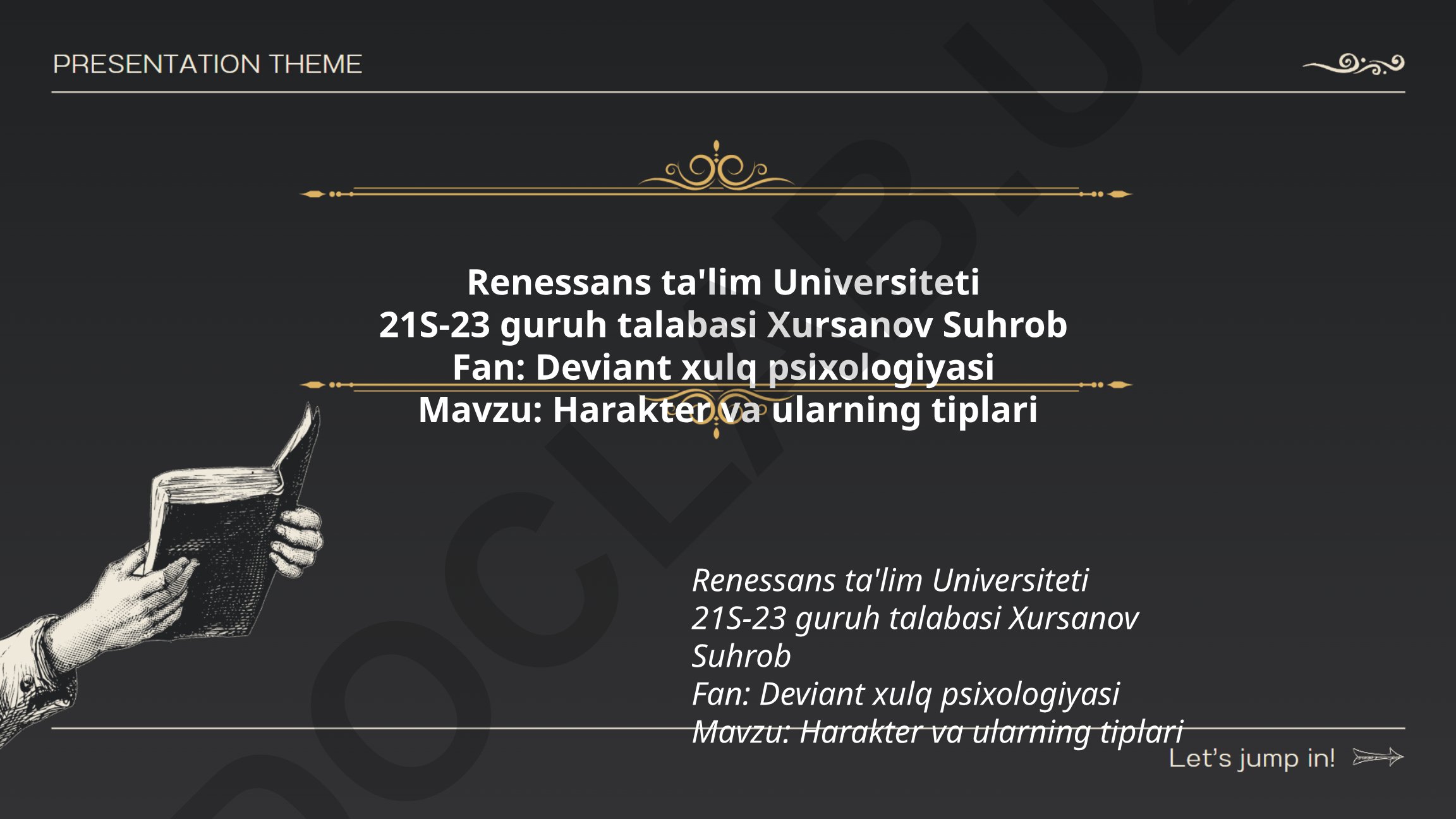 Harakter va ularning tiplari