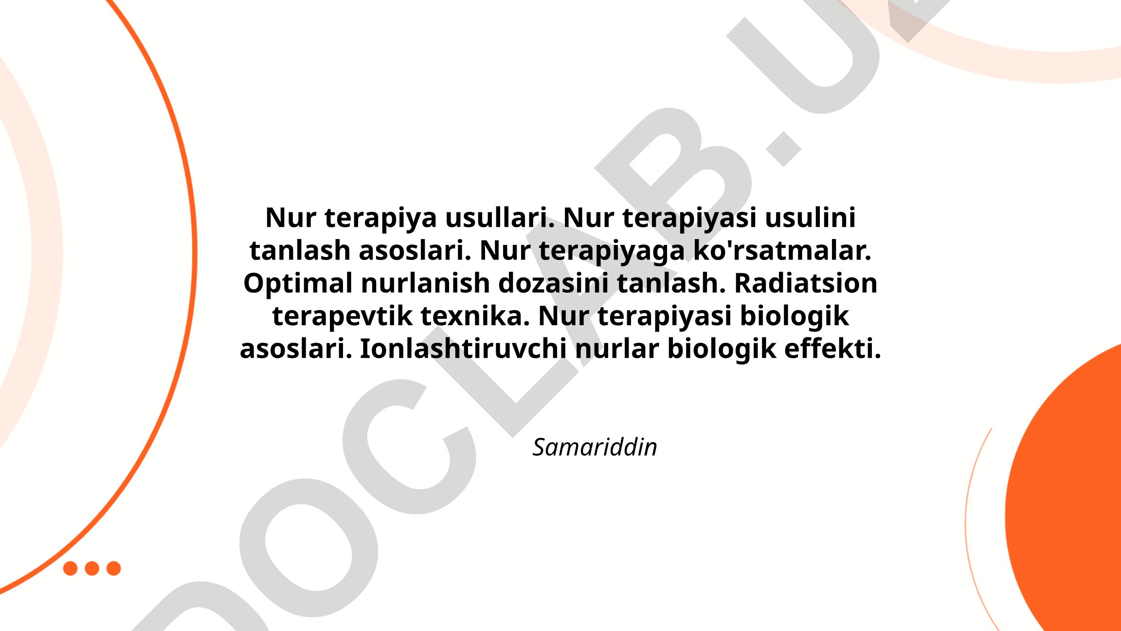 Nur terapiya usullari va ularni tanlash asoslari