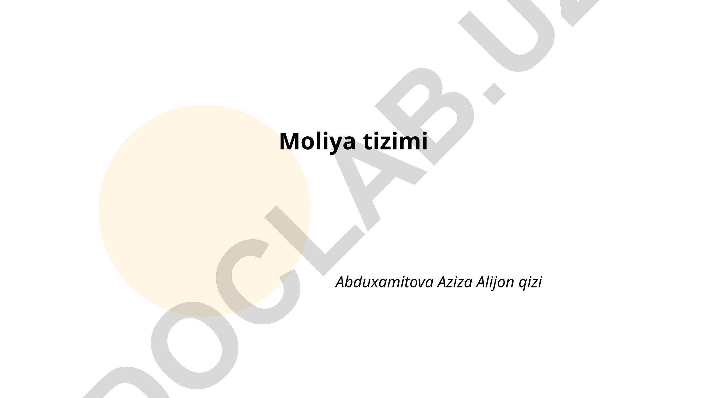 Moliya tizimi: bozor, banklar va kreditlash