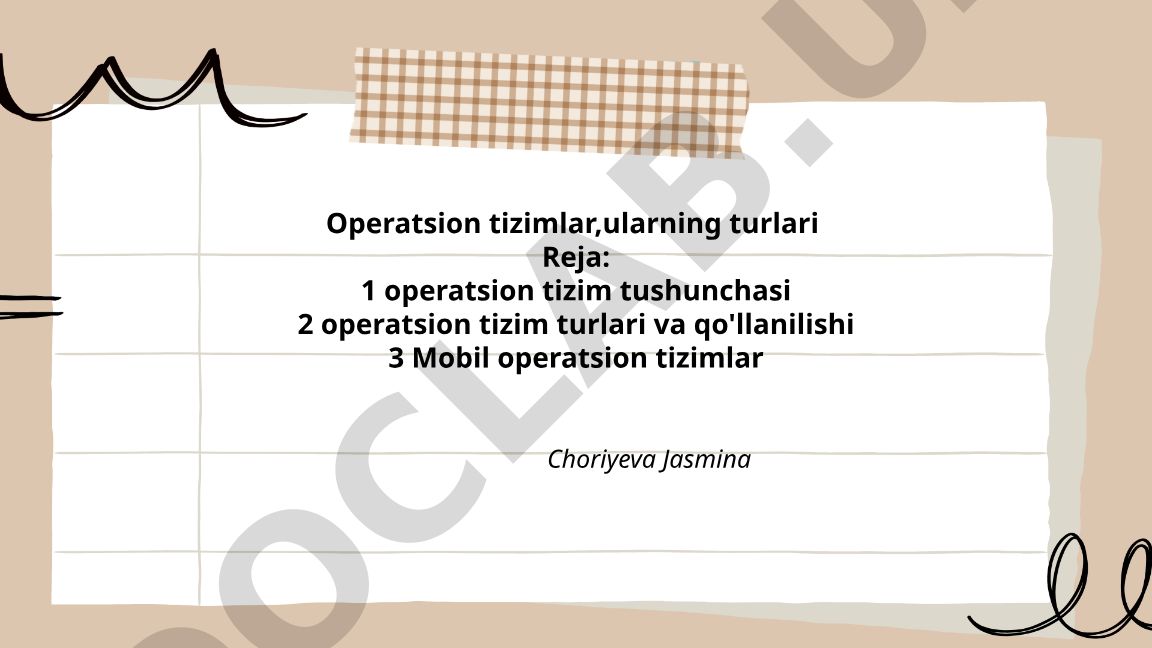 Operatsion tizimlar, ularning turlari va qo'llanilishi