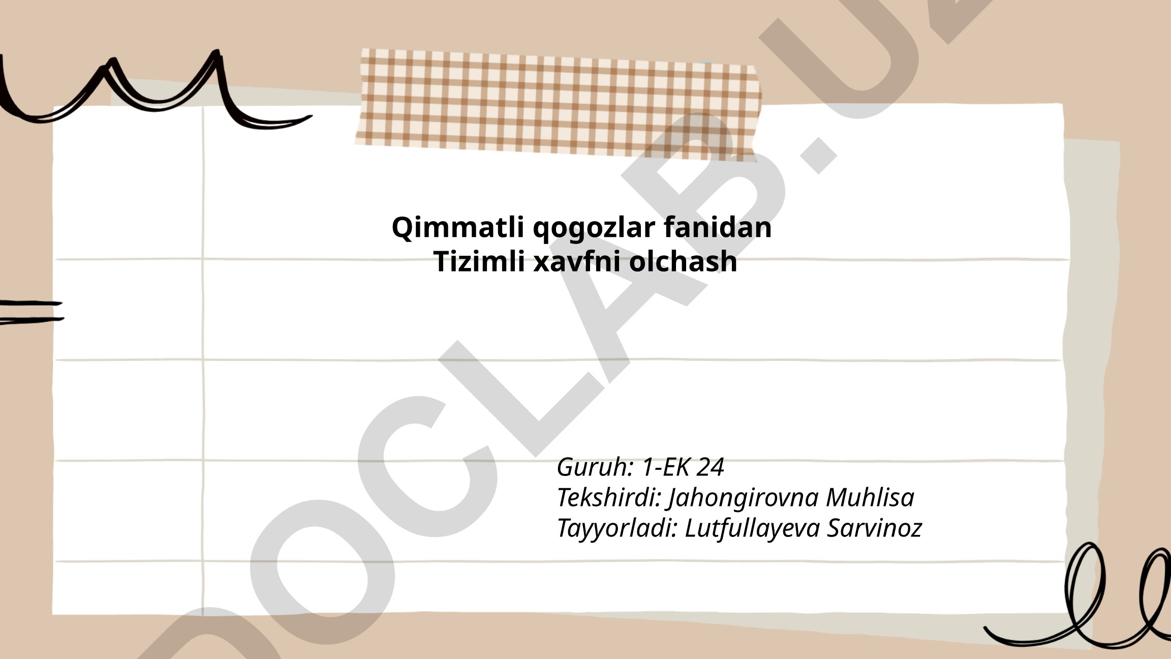 Tizimli xavfni o'lchash