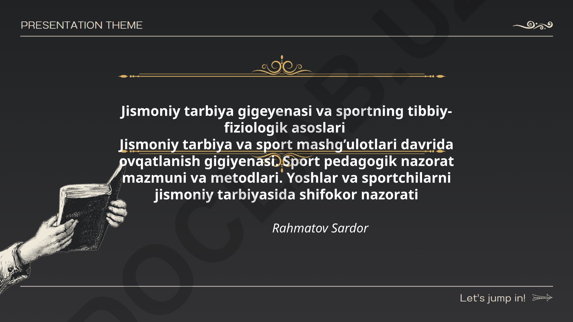 Jismoniy tarbiya gigiyenasi va sportning tibbiy-fiziologik asoslari