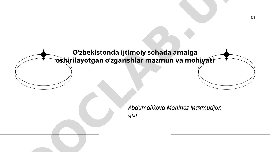 O‘zbekistonda ijtimoiy sohada amalga oshirilayotgan o‘zgarishlar mazmun va mohiyati