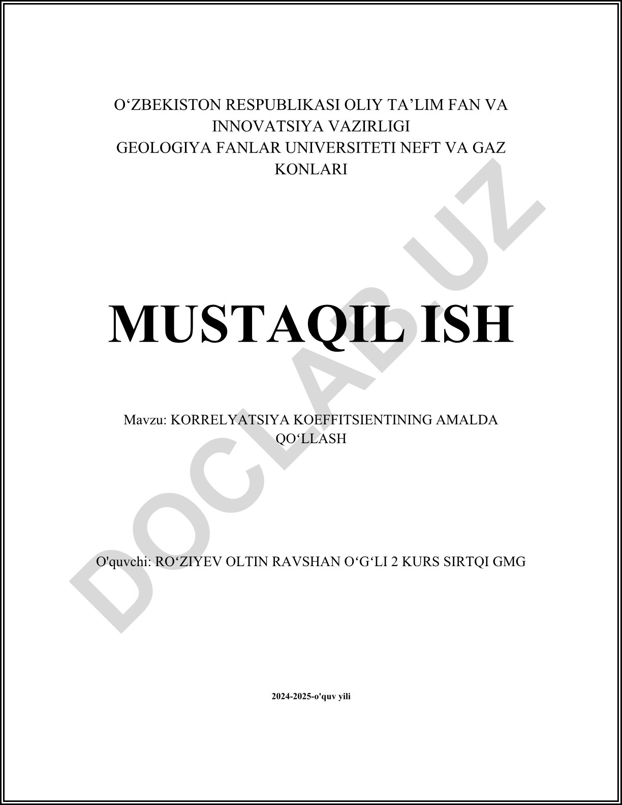 Korrelyatsiya koeffitsientining amalda qo'llash