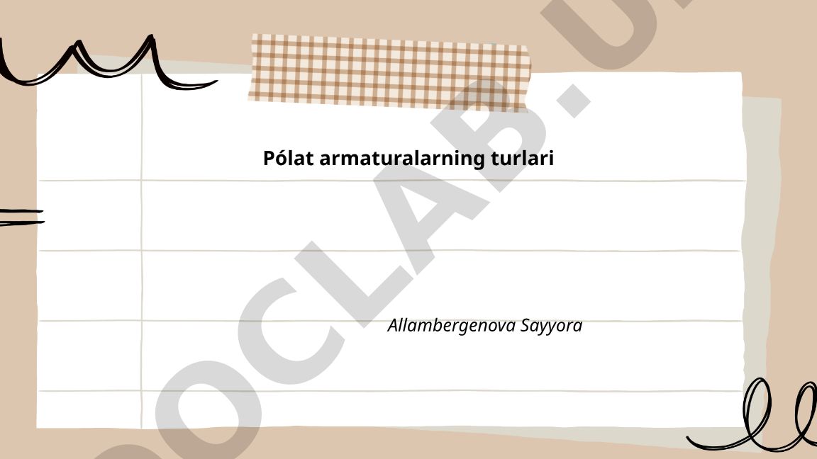 Polat armaturalarning turlari va xususiyatlari