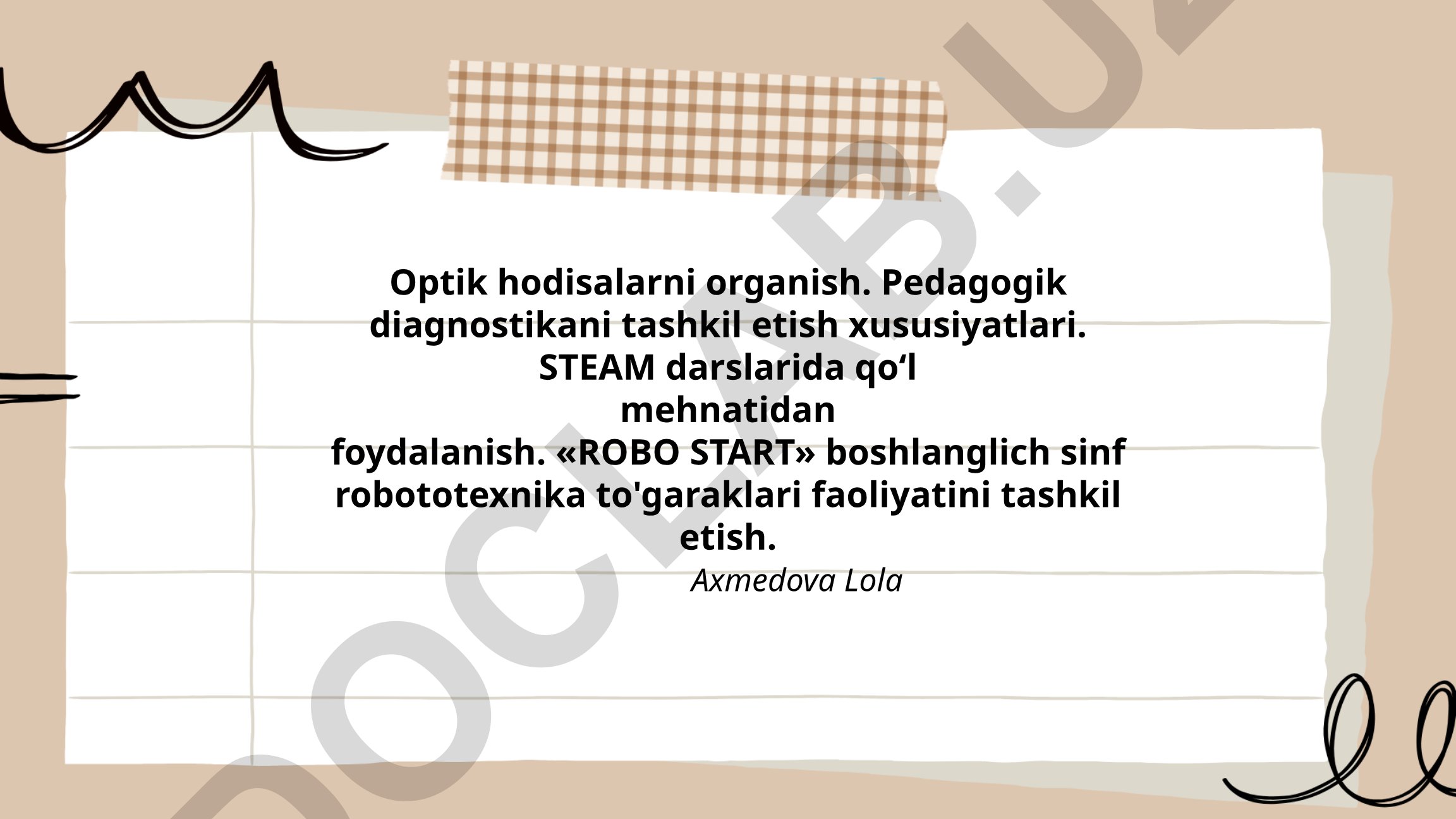 Optik hodisalarni o'qitish va pedagogik diagnostika