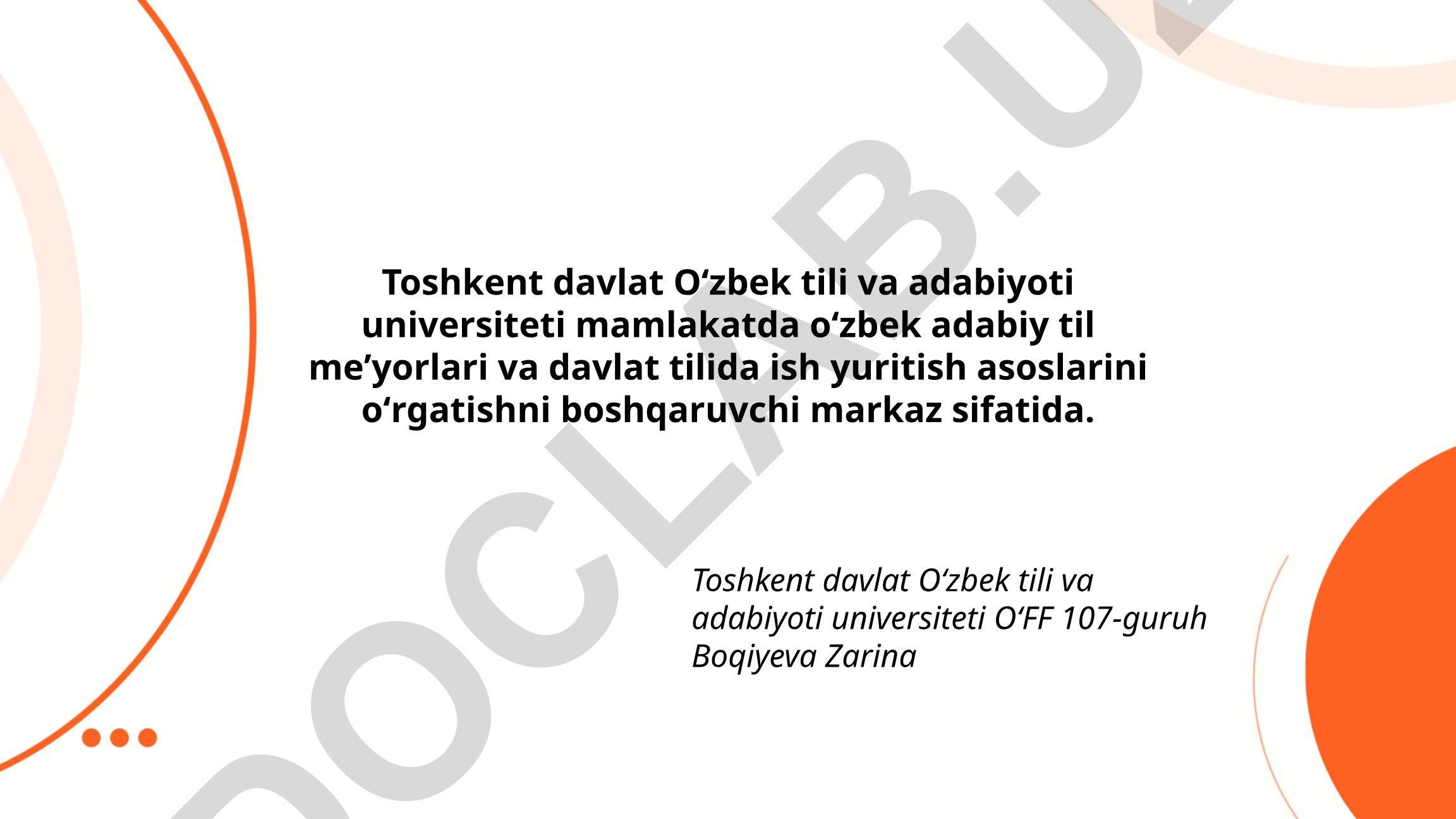 Toshkent davlat Oʻzbek tili va adabiyoti universiteti tarixi va til meʼyorlari