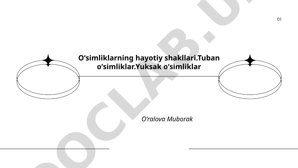O'simliklarning hayotiy shakllari: tuban va yuksak o'simliklar