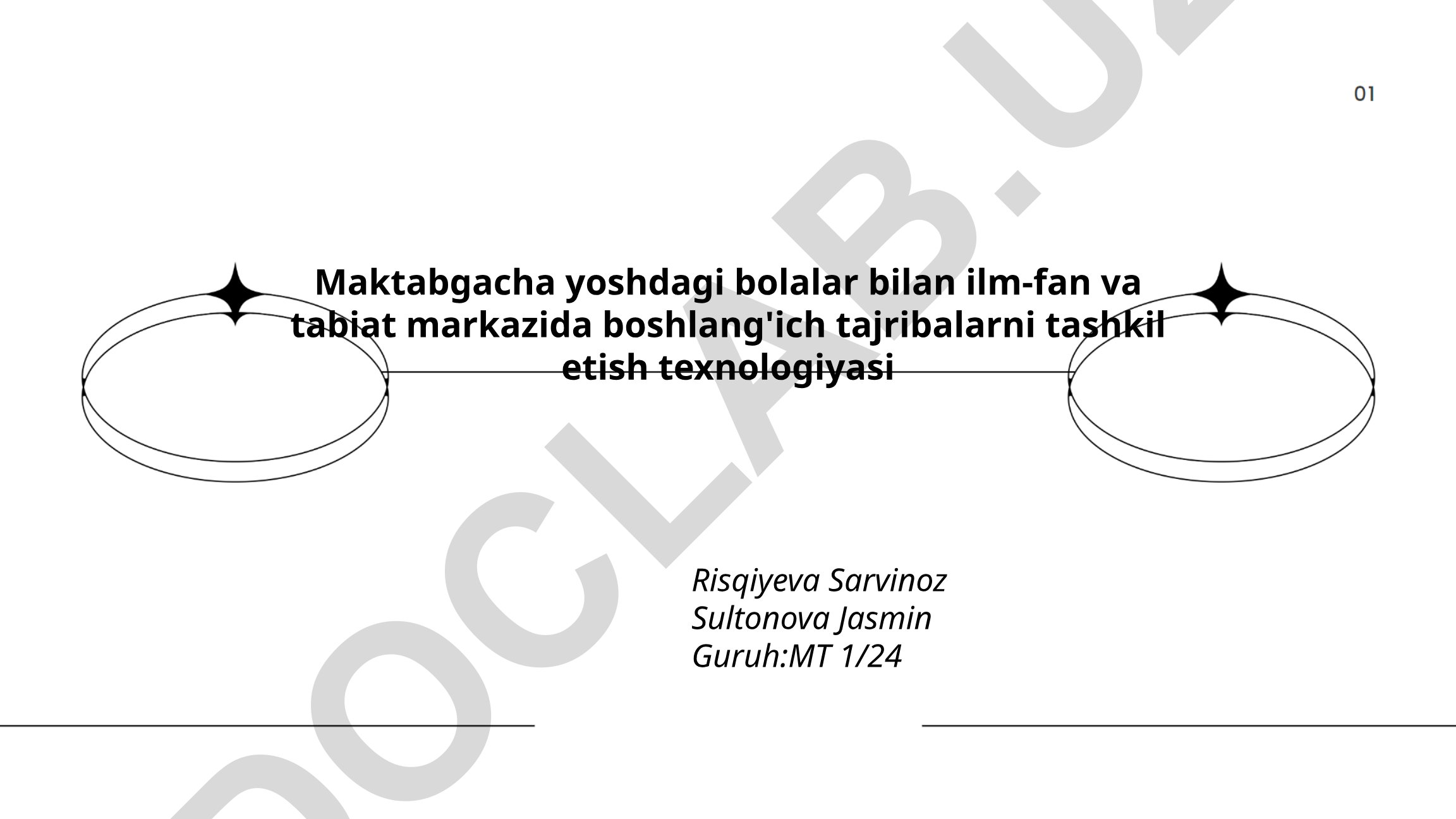 Maktabgacha yoshdagi bolalar bilan ilm-fan va tabiat markazida boshlang'ich tajribalarni tashkil etish texnologiyasi