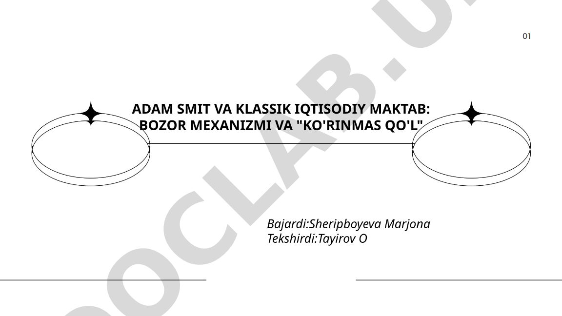 Adam Smit va klassik iqtisodiy maktab: bozor mexanizmi va "ko'rinmas qo'l"