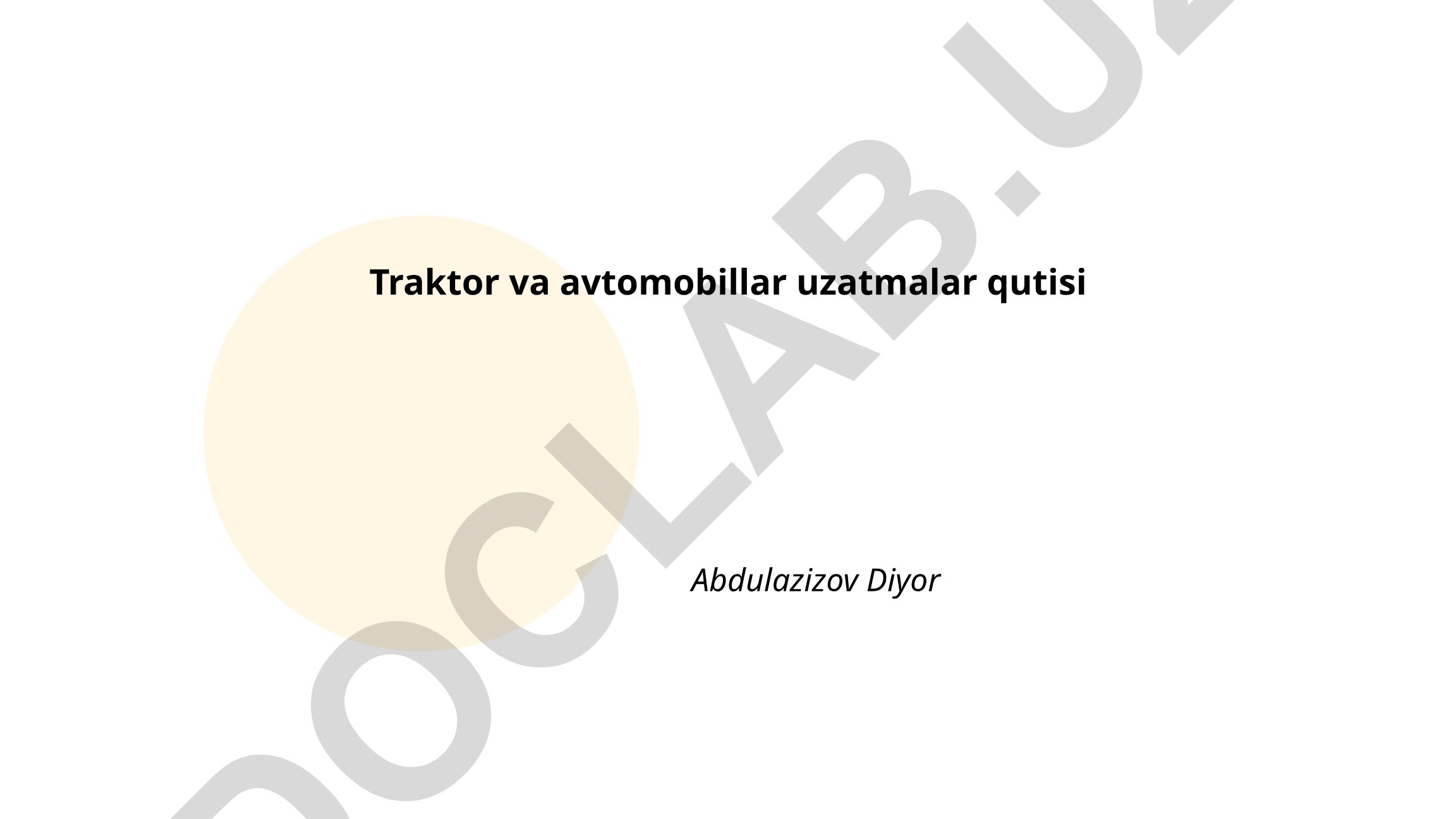 Traktor va avtomobillar uzatmalar qutisi