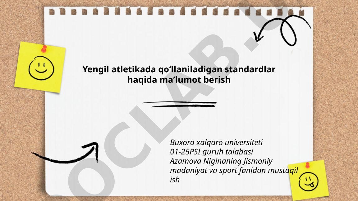 Yengil atletikada qoʻllaniladigan standardlar