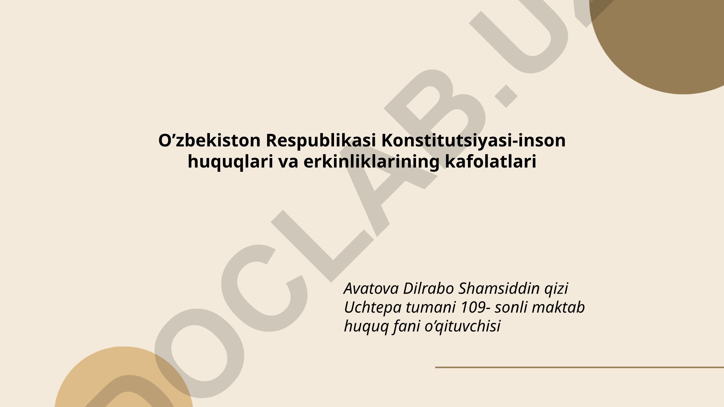 O'zbekiston Respublikasi Konstitutsiyasida inson huquqlari va erkinliklari
