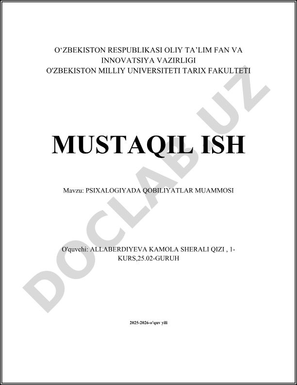 Psixologiyada qobiliyatlar muammosi