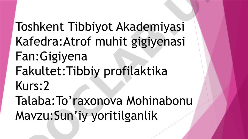 Sun’iy yoritilganlik va sanitariya me’yorlari
