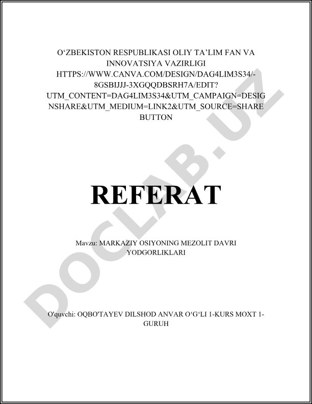 Markaziy Osiyoning Mezolit davri yodgorliklari