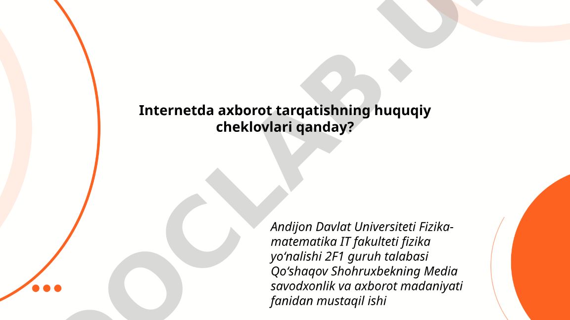 Internetda axborot tarqatishning huquqiy cheklovlari