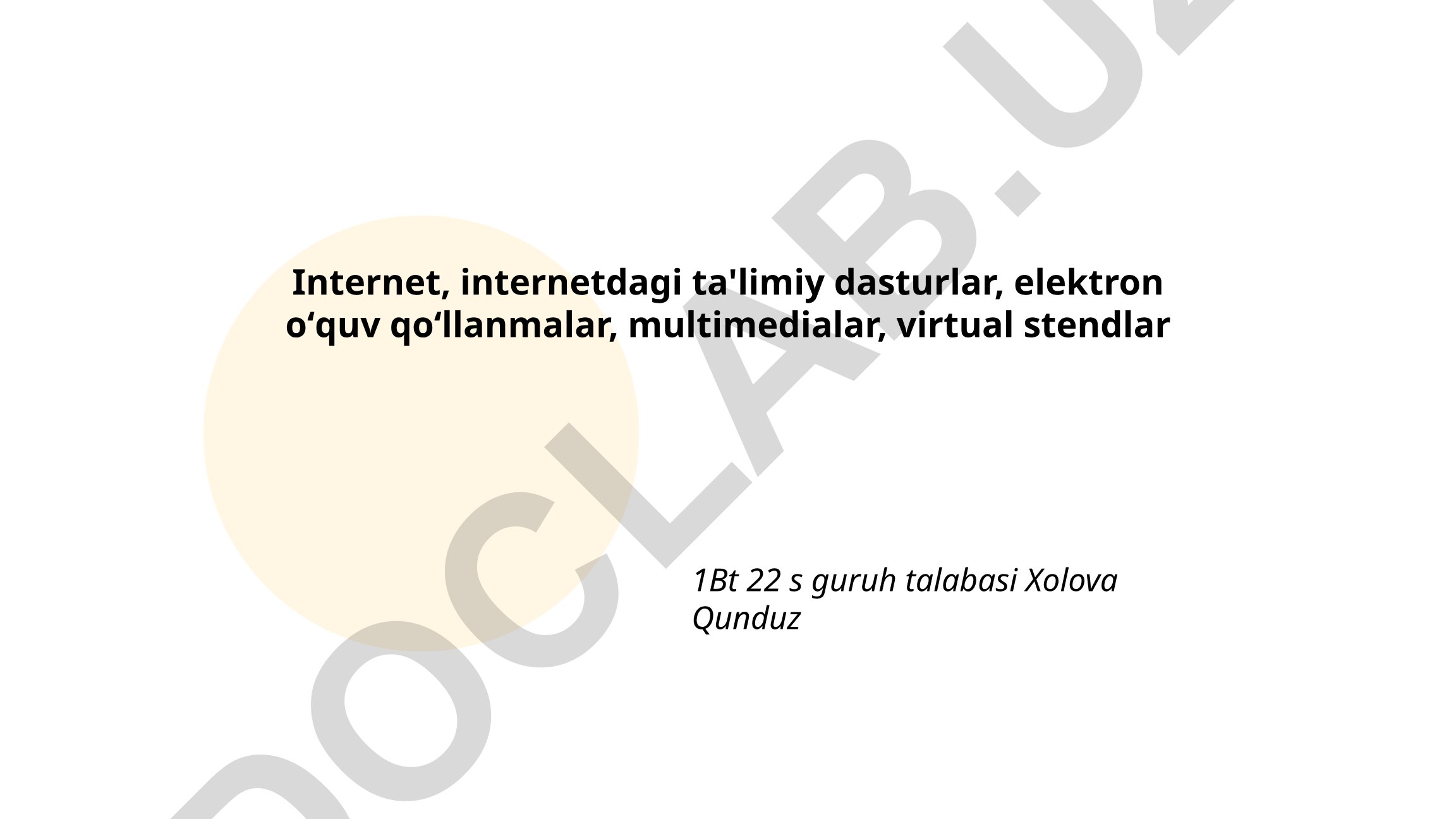 Internetda ta'limiy dasturlar va elektron o'quv resurslari