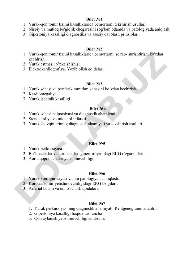 Yurak-qon tomir tizimi kasalliklarini tekshirish va diagnostika