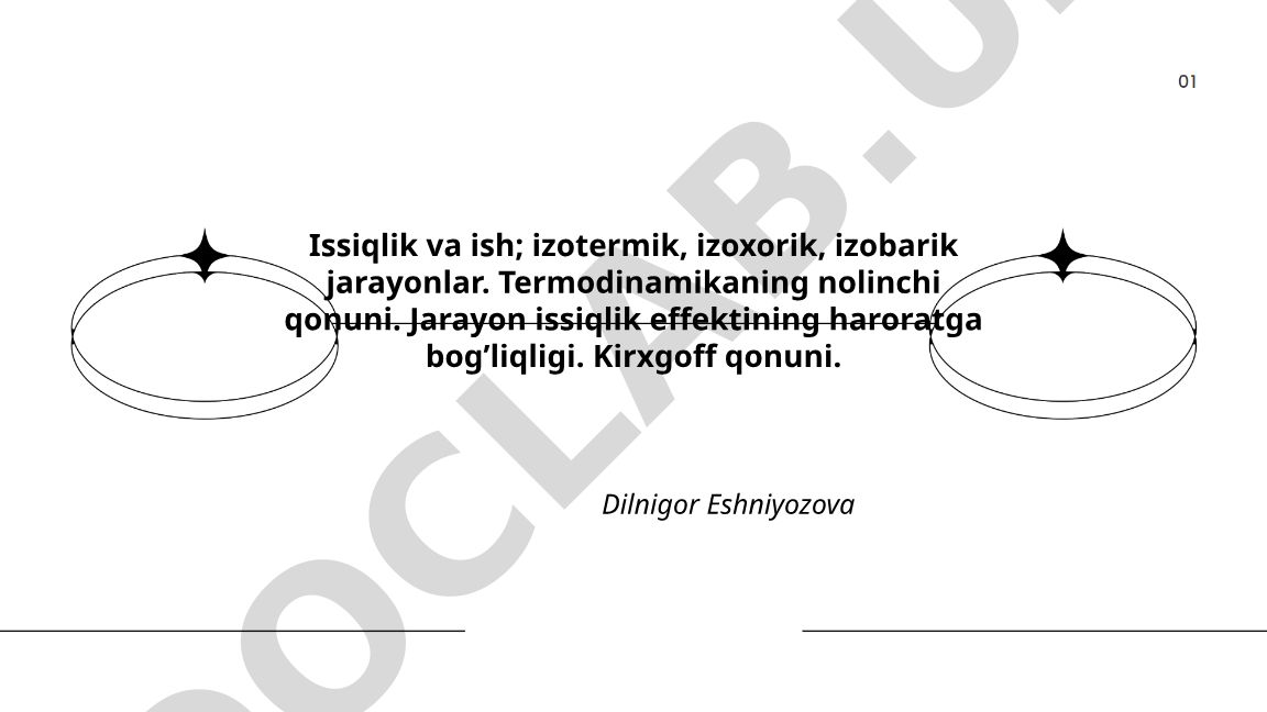Issiqlik va ish: termodinamikaning asosiy tushunchalari va qonunlari