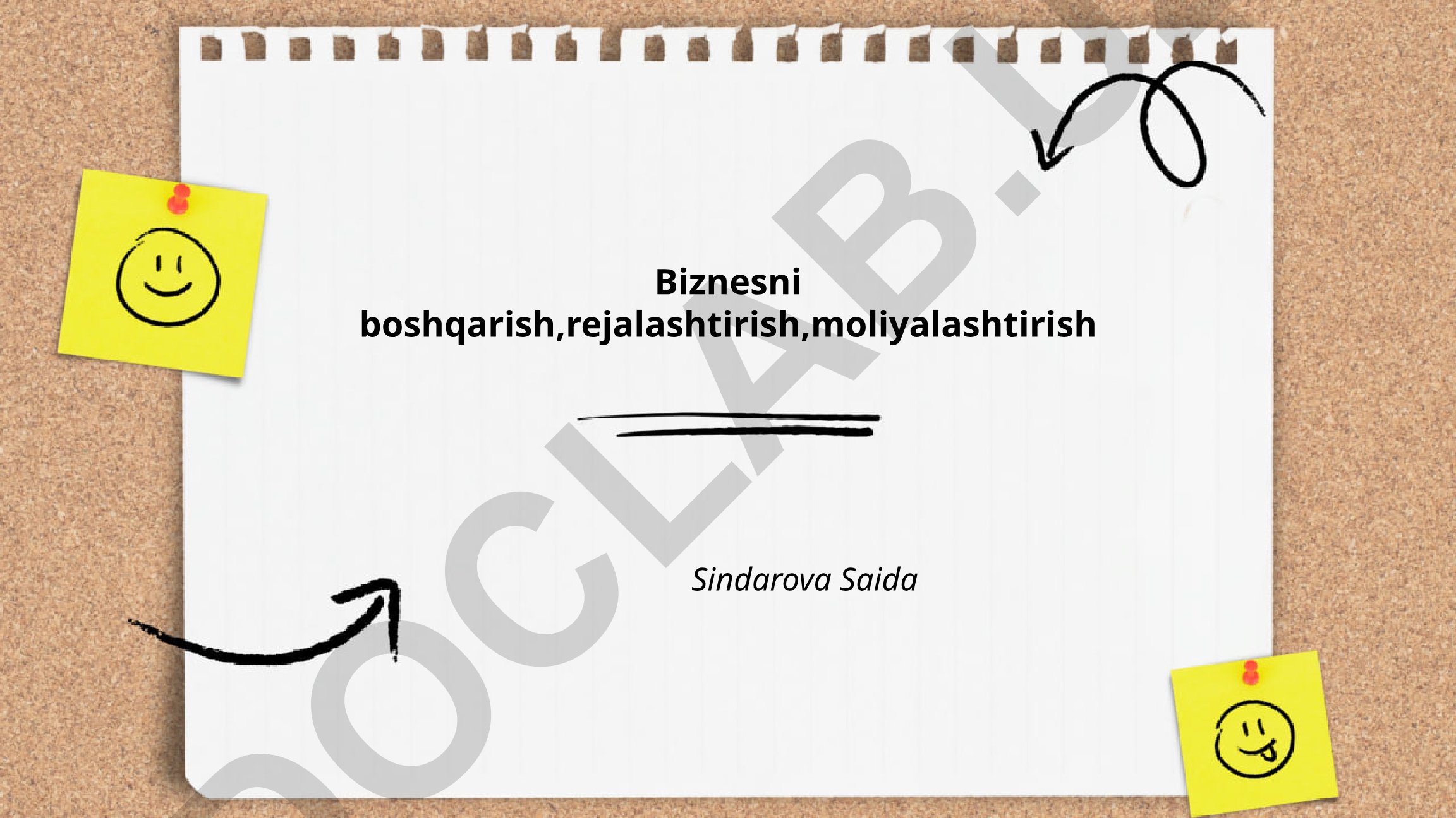 Biznesni boshqarish, rejalashtirish va moliyalashtirish