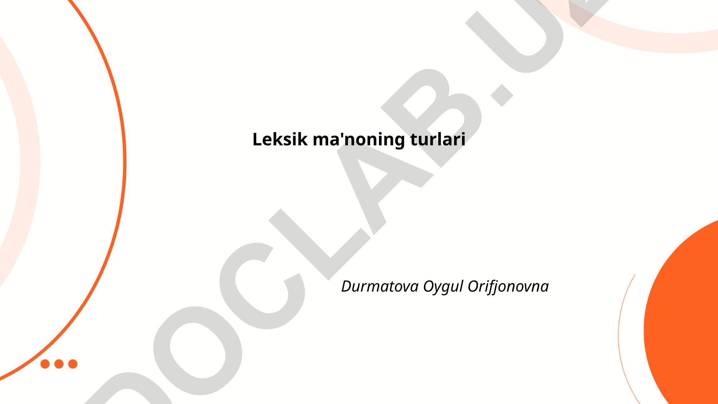 Leksik ma'noning turlari