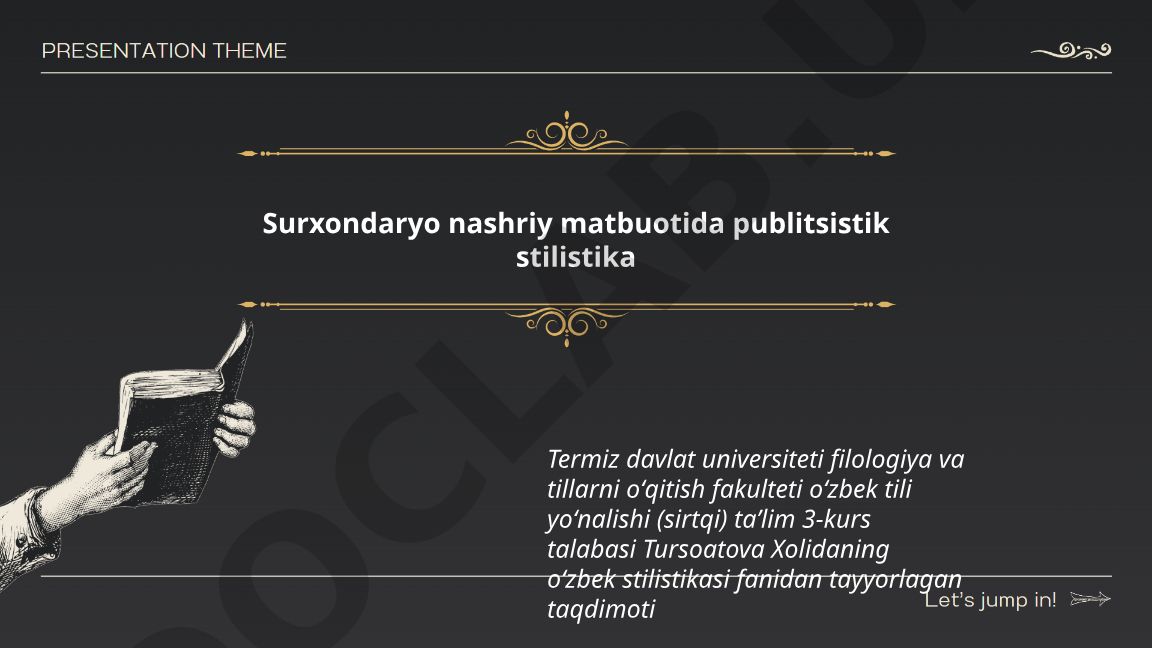 Surxondaryo nashriy matbuotida publitsistik stilistika