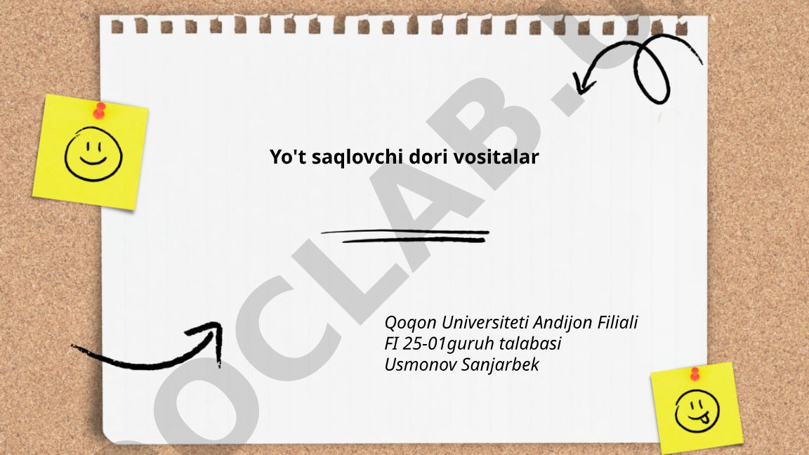 Yo't saqlovchi dori vositalarining klassifikatsiyasi va mexanizmlari