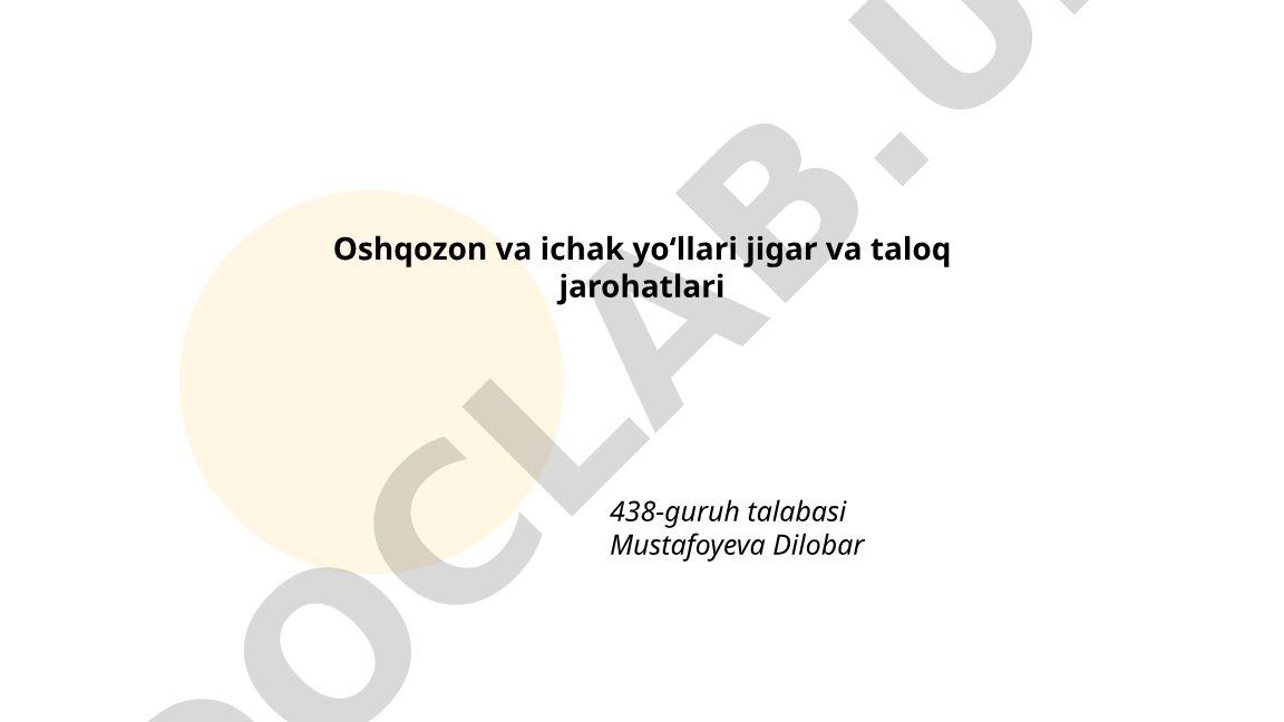 Oshqozon, ichak yo'llari, jigar va taloq jarohatlari
