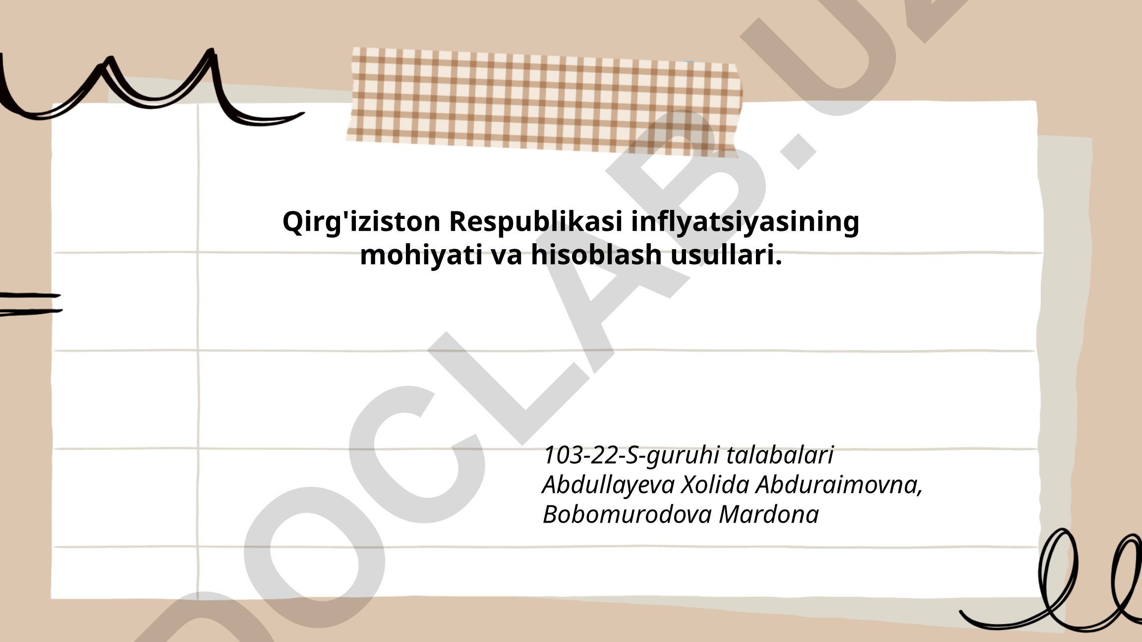 Qirg'iziston Respublikasi inflyatsiyasining mohiyati va hisoblash usullari