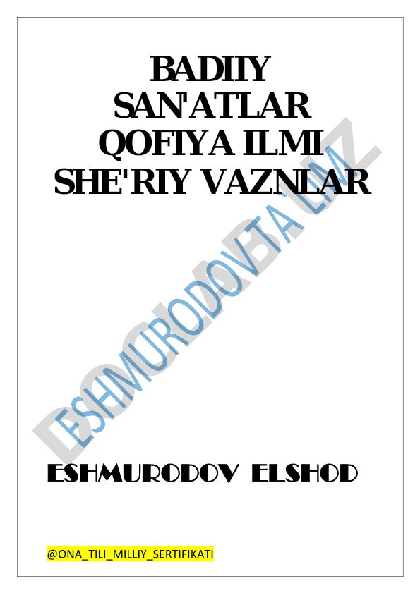 Ona tili milliy sertifikati badiiy san'atlar qofiya ilmi she'riy vaznlar