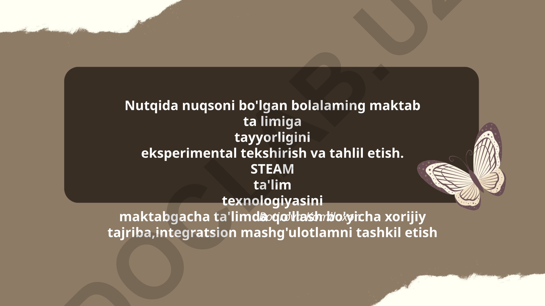 Nutqida nuqsoni bo'lgan bolalarning maktab ta'limiga tayyorligini tekshirish va tahlil etish
