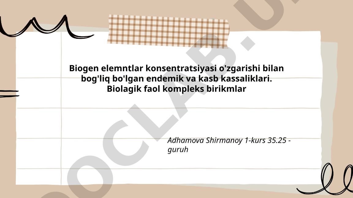 Biogen elementlar kontsentratsiyasi o'zgarishi bilan bog'liq endemik va kasb kasalliklari