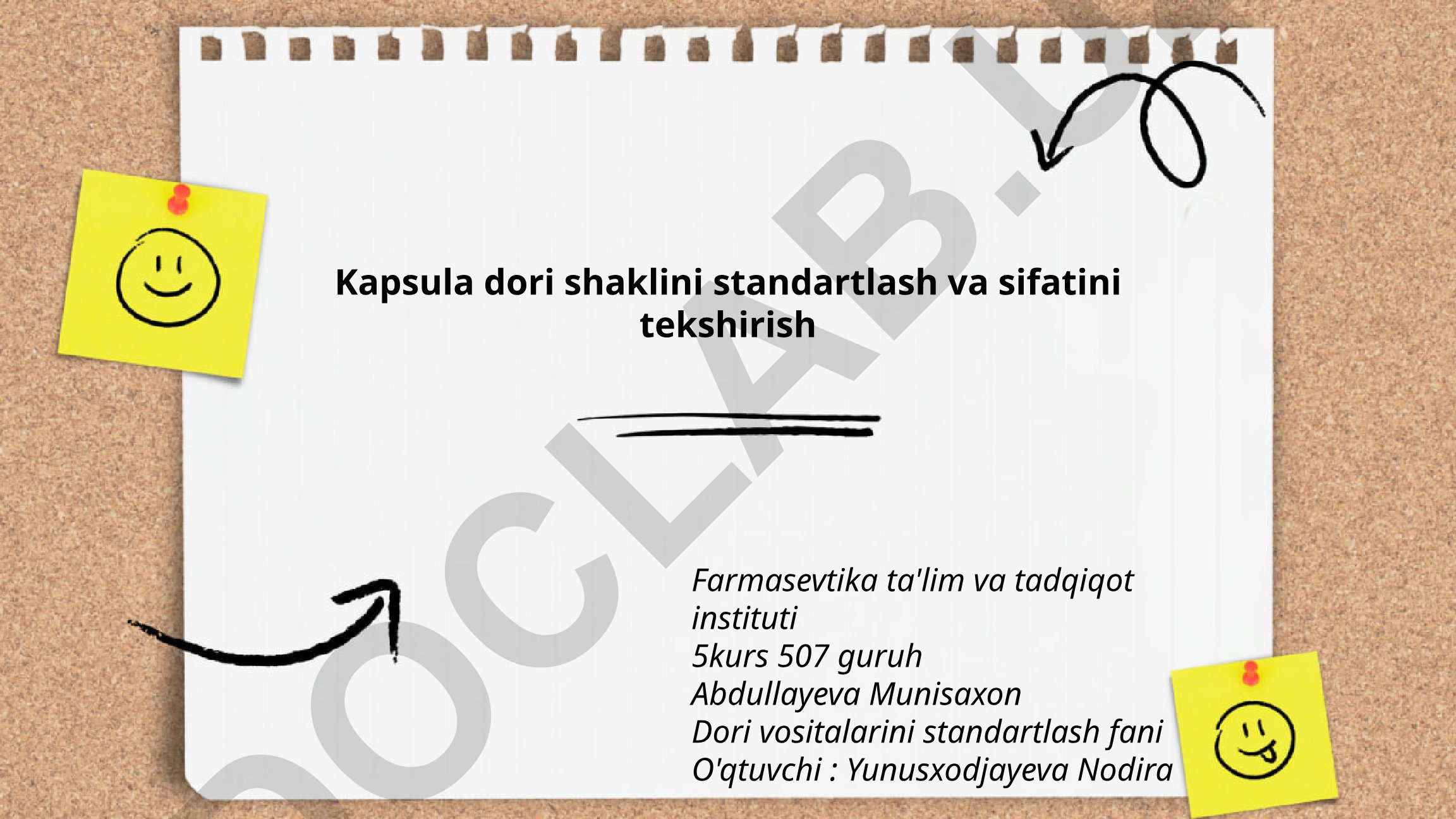 Kapsula dori shaklini standartlash va sifatini tekshirish